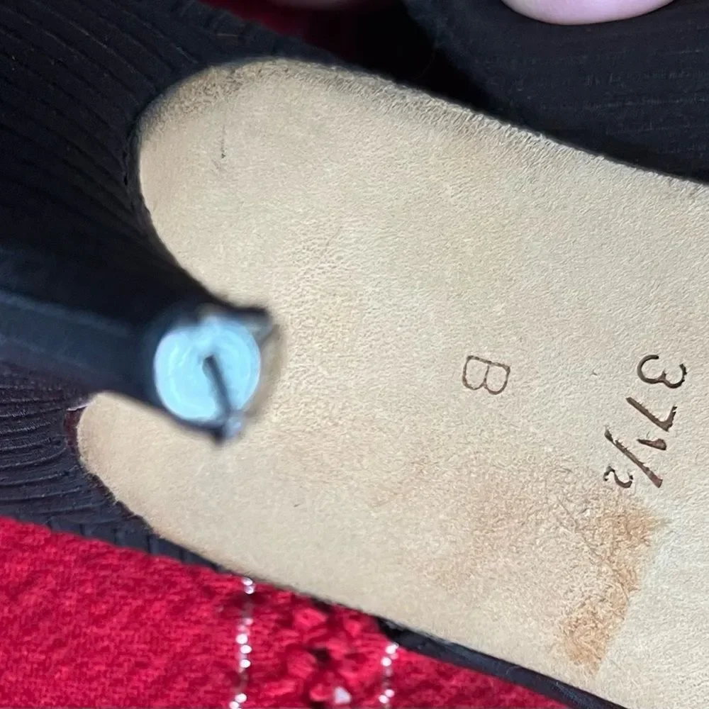 Gucci Black Fabric Covered Slingback Heels Bows On Back Shoes Sz US 6.5 EU 37.5 - Picture 8 of 10